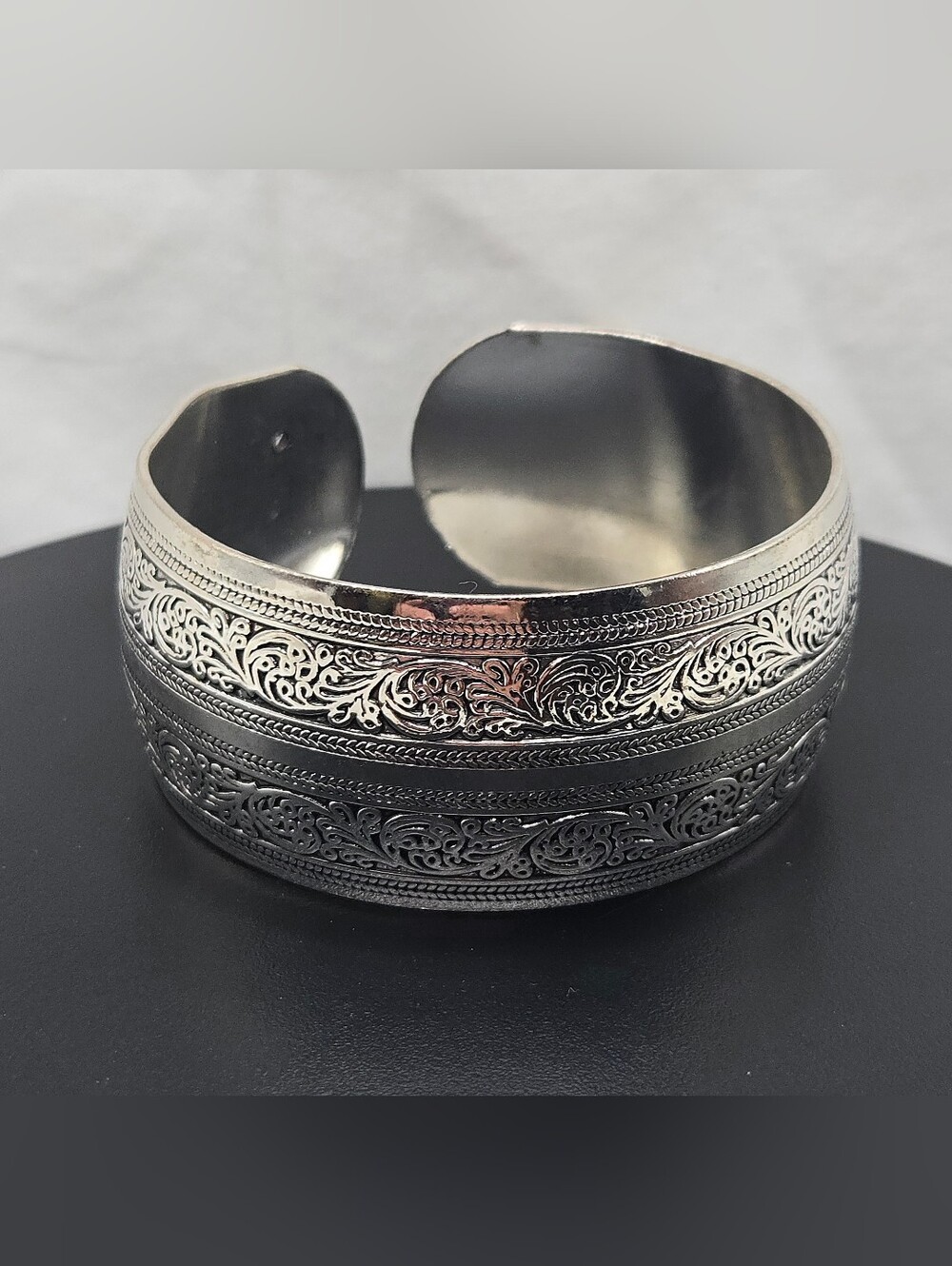 Ornate Stainless Steel Filigree Cuff Bracelet